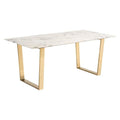 Tables Dining Table Set - 70.9" X 35.4" X 29.7" Stone And Gold Dining Table HomeRoots