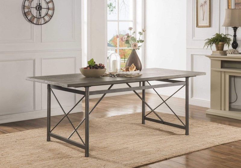 Tables Dining Table Set - 76" X 36" X 30" Gray Oak And Sandy Gray Dining Table HomeRoots