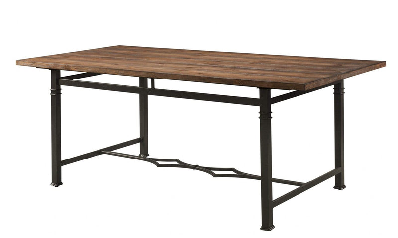 Tables Dining Table Set - 76" X 36" X 30" Weathered Dark Oak And Dark Bronze Dining Table HomeRoots