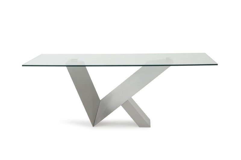 Tables Dining Table Set - Modern Glass & Stainless Steel Dining Table HomeRoots