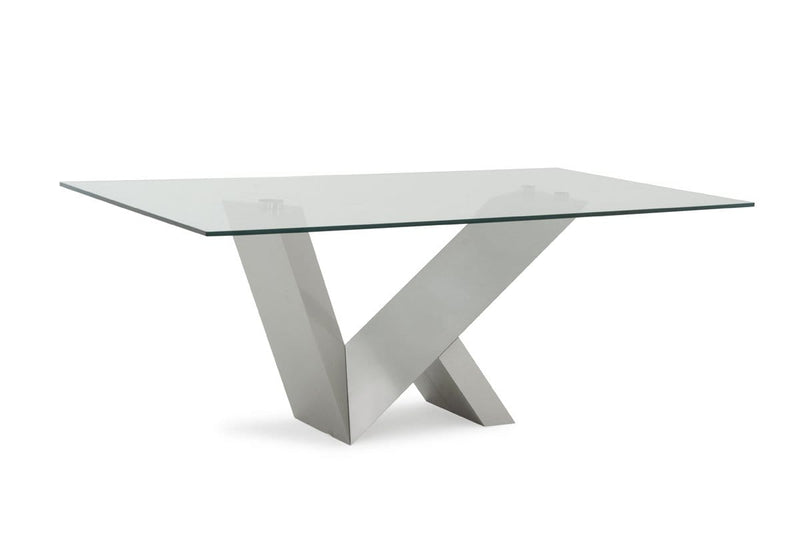 Tables Dining Table Set - Modern Glass & Stainless Steel Dining Table HomeRoots