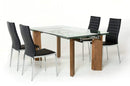 Tables Dining Tables - 30" Glass, Wood, and Aluminum Extendable Dining Table HomeRoots