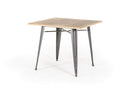 Tables Dining Tables - 30" Grey Steel and Wood Square Dining Table HomeRoots