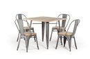 Tables Dining Tables - 30" Grey Steel and Wood Square Dining Table HomeRoots