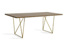 Tables Dining Tables - 30" Tobacco Veneer, MDF, and Antique Brass Dining Table HomeRoots