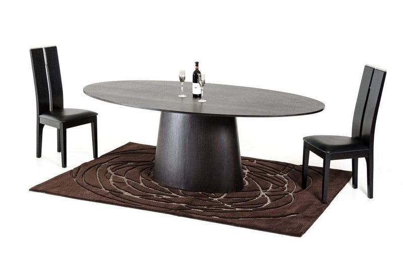 Tables Dining Tables - 30" Wenge Veneer Oval Dining Table HomeRoots