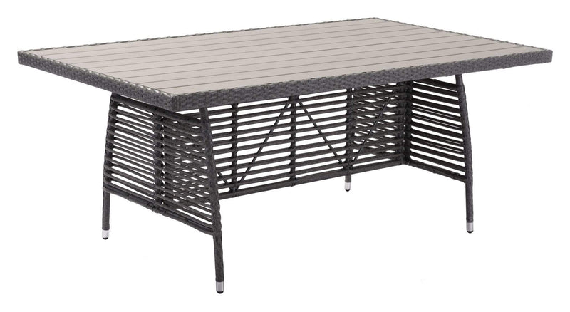 Tables Dining Tables - 72.8" x 42.5" x 29.9" Gray, Polyethylene Faux Wood, Aluminum Frame, Dining Table HomeRoots