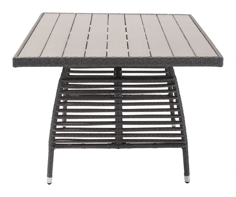 Tables Dining Tables - 72.8" x 42.5" x 29.9" Gray, Polyethylene Faux Wood, Aluminum Frame, Dining Table HomeRoots