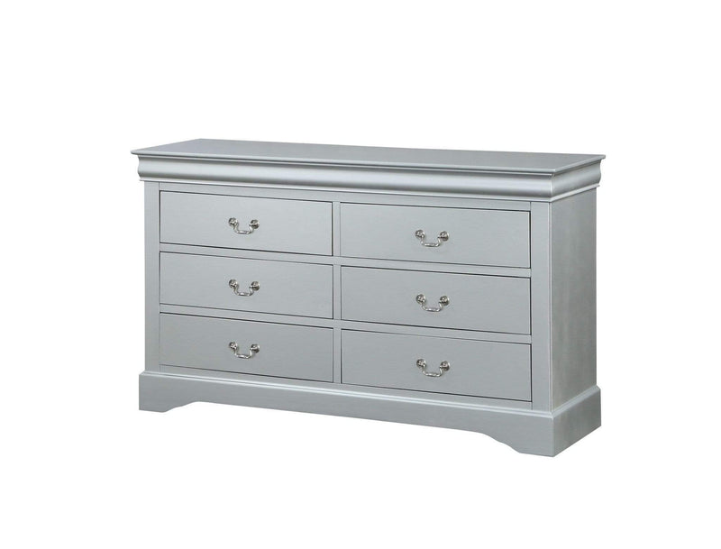 Tables Dressing Table - 15" X 57" X 33" Platinum Wood Dresser HomeRoots