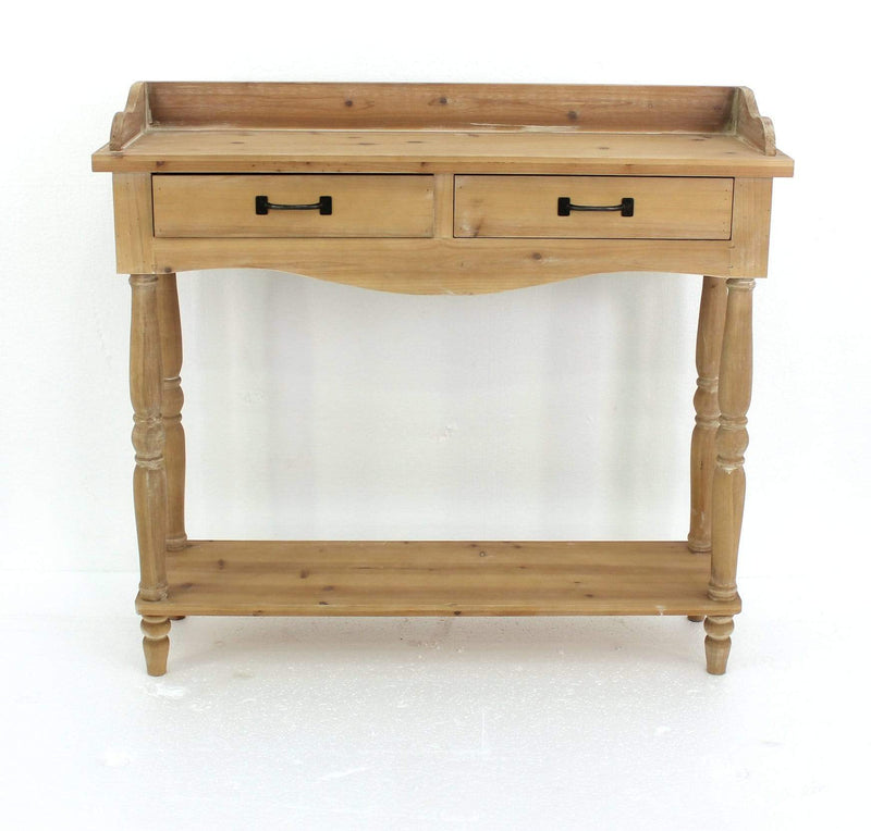 Tables End Tables - 11.75" x 42" x 38.5" Natural, 2 Drawer, Rustic, Unfinished Dressing - End Table HomeRoots