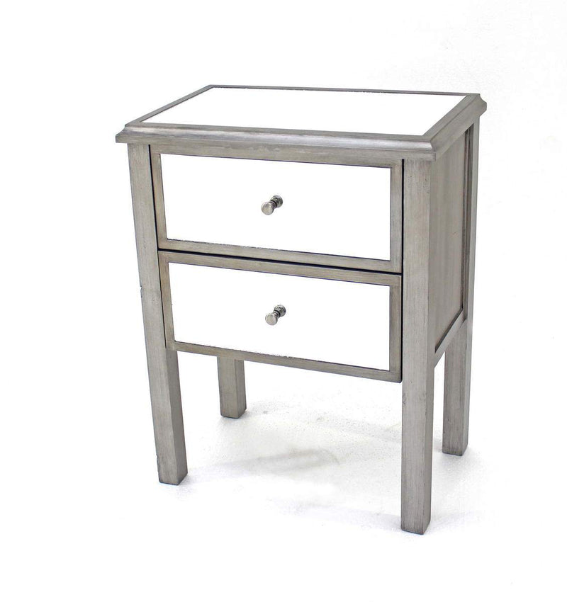 Tables End Tables - 13.75" x 24" x 30.5" Silver, Coastal, 2 Drawer, Mirrored - End Table HomeRoots