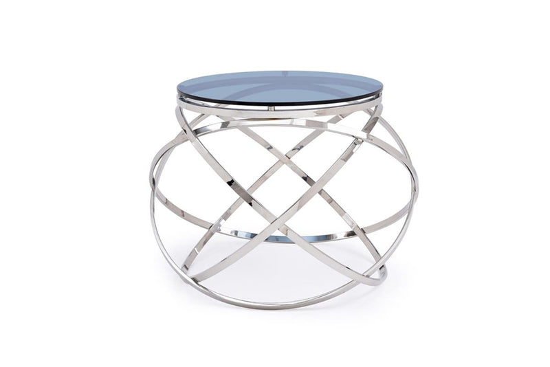 Tables End Tables - 14" Smoked Glass and Stainless Steel End Table HomeRoots