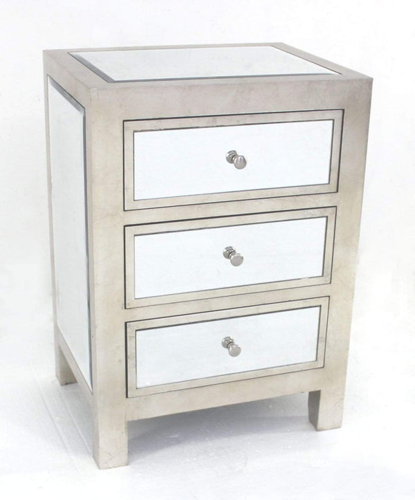 Tables End Tables - 16" x 20.25" x 28.5" Silver, 3 Drawer, Modern, Mirrored - End Table HomeRoots