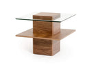 Tables End Tables - 19" Walnut Veneer and Glass End Table HomeRoots