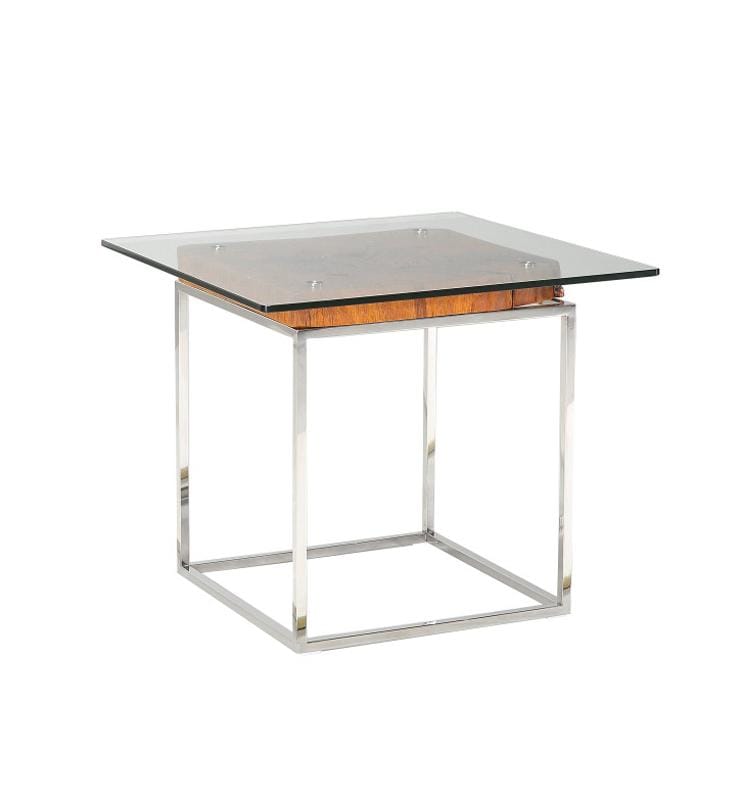 Tables End Tables - 20" Wood, Steel, and Glass Tree Root End Table HomeRoots