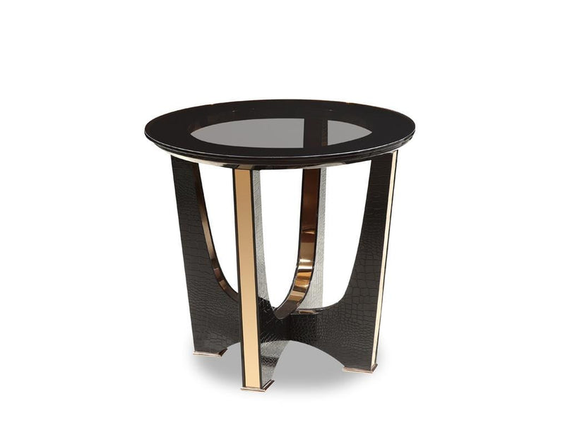 Tables End Tables - 22" Black Crocodile and Rose gold End Table HomeRoots