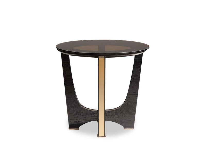 Tables End Tables - 22" Black Crocodile and Rose gold End Table HomeRoots