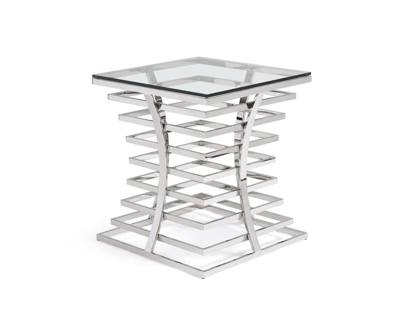 Tables End Tables - 22" Glass and Stainless Steel Square End Table HomeRoots