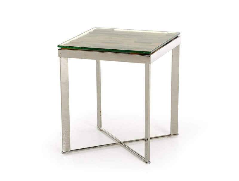 Tables End Tables - 22" Mosaic Wood, Steel, and Glass End Table HomeRoots