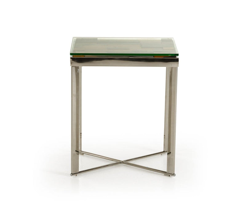 Tables End Tables - 22" Mosaic Wood, Steel, and Glass End Table HomeRoots