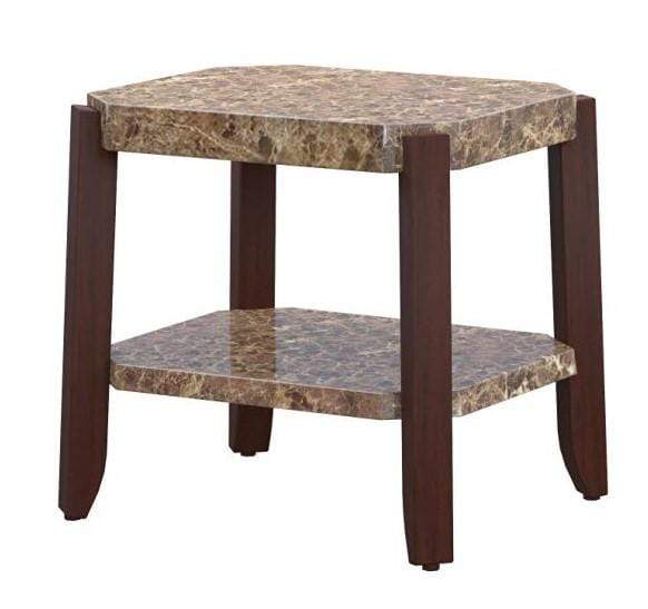 Tables End Tables - 24" X 23" X 24" Faux Marble And Brown End Table HomeRoots