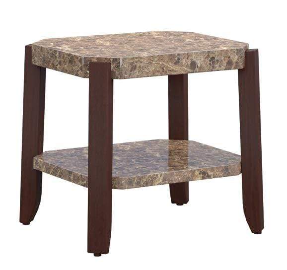 Tables End Tables - 24" X 23" X 24" Faux Marble And Brown End Table HomeRoots