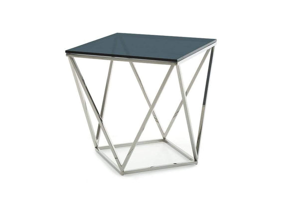 Tables End Tables - 25" Glass and Stainless Steel End Table HomeRoots