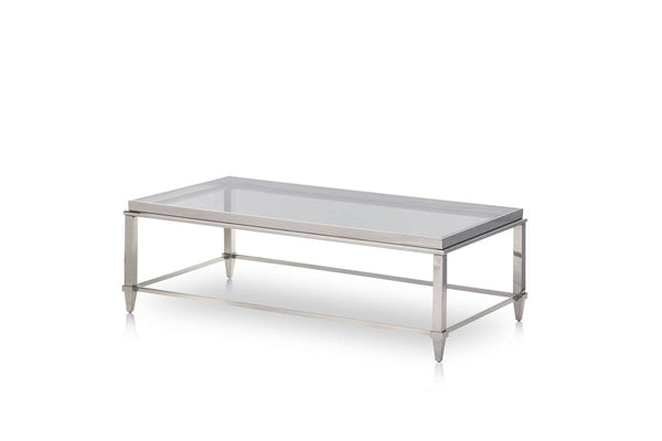 Tables Glass Coffee Table - 18" Steel and Glass Coffee Table HomeRoots