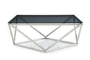 Tables Glass Coffee Table - 32" Smoked Glass and Stainless Steel Coffee Table HomeRoots