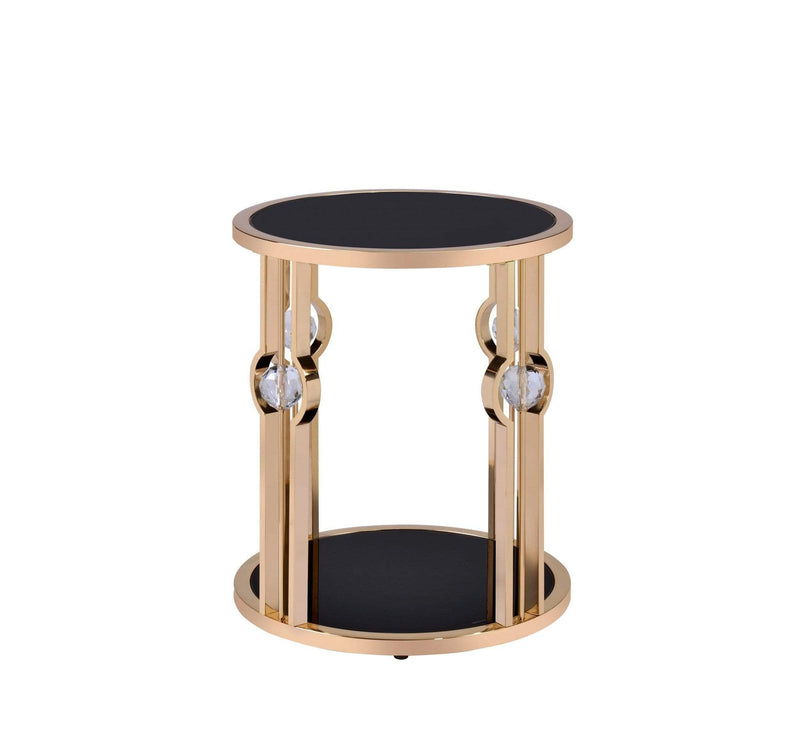 Tables Glass End Tables - 20" X 20" X 24" Metal Glass End Table and Gold & Black Glass HomeRoots