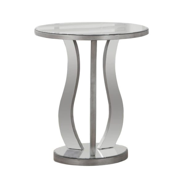 Tables Glass End Tables - 20" x 20" x 24" Silver - End Table with a Mirror Top HomeRoots