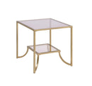 Tables Glass End Tables - 24" X 24" X 24" Antique Gold Smoky Glass Metal End Table HomeRoots