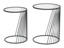 Tables Glass Table - 16.3" x 16.3" x 20.9" Clear & Black, Tempered Glass & Steel, Nesting Table Set HomeRoots