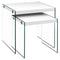 Tables Glass Table - 35.5" Glossy White Particle Board and Clear Glass Two Pieces Nesting Table Set HomeRoots