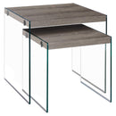 Tables Glass Table - 35'.5" x 35'.5" x 35'.5" Dark Taupe, Clear, Particle Board, Tempered Glass - 2pcs Nesting Table Set HomeRoots