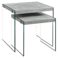 Tables Glass Table - 35'.5" x 35'.5" x 35'.5" Grey, Clear, Particle Board, Tempered Glass - 2pcs Nesting Table Set HomeRoots