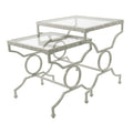 Tables Glass Table - 38'.5" x 43'.5" x 43" Silver, Tempered Glass -2pcs Nesting Table Set HomeRoots