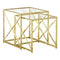 Tables Glass Table - 38" Gold Metal and Tempered Glass Two Pieces Nesting Table Set HomeRoots