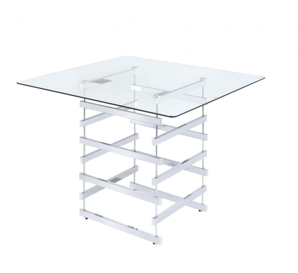 Tables Glass Table - 42" X 42" X 36" Clear Glass And Chrome Counter Height Table HomeRoots