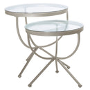 Tables Glass Table - 44" x 44" x 44'.5" Silver, Clear, Metal, Tempered Glass - 2pcs Nesting Table Set HomeRoots