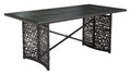 Tables Glass Table - 70.5" x 35.5" x 30" Brown, Tempered Glass, Aluminum Frame, Synthetic Weave, Cruz Table HomeRoots