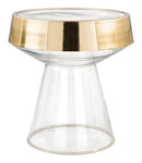 Tables Gold Side Table - 15.2" x 15.2" x 17.3" Clear Glass & Gold, Glass, Iron, Side Table HomeRoots