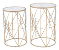 Tables Gold Side Table - 15" x 15" x 22.4" Clear & Gold, Tempered Glass & Steel, Side Table Set HomeRoots