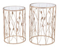 Tables Gold Side Table - 15" x 15" x 22" Clear & Gold, Tempered Glass & Steel, Side Table Set HomeRoots