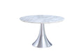 Tables Kitchen and Dining Room Tables - 43" X 43" X 30" White Marble Stainless Steel Round Dining Table HomeRoots