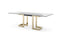 Tables Kitchen and Dining Room Tables - 87" X 39" X 30" Polished Gold Glass/Stainless Steel Dining Table HomeRoots