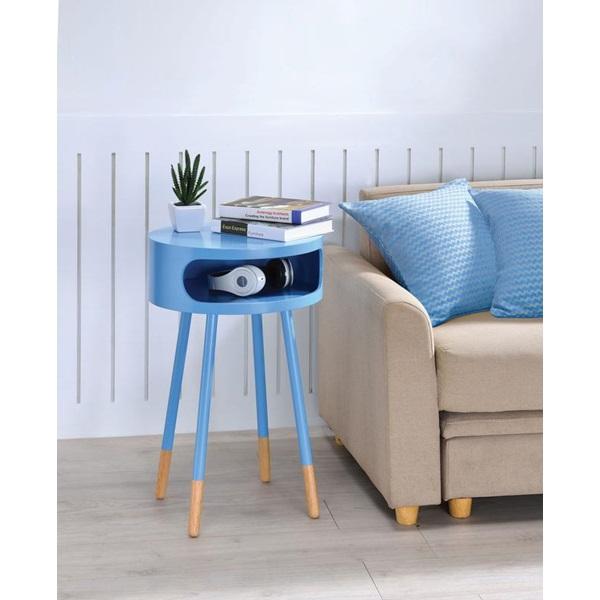 Tables Living Room End Tables - 16" X 16" X 26" Blue And Natural Bentwood End Table HomeRoots