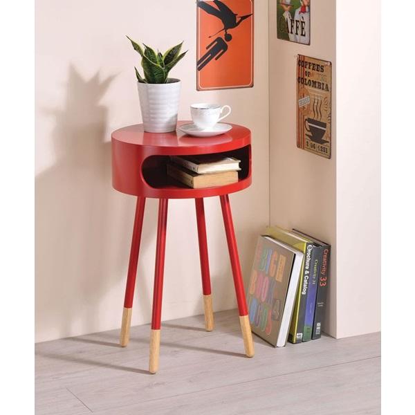 Tables Living Room End Tables - 16" X 16" X 26" Red And Natural Bentwood End Table HomeRoots