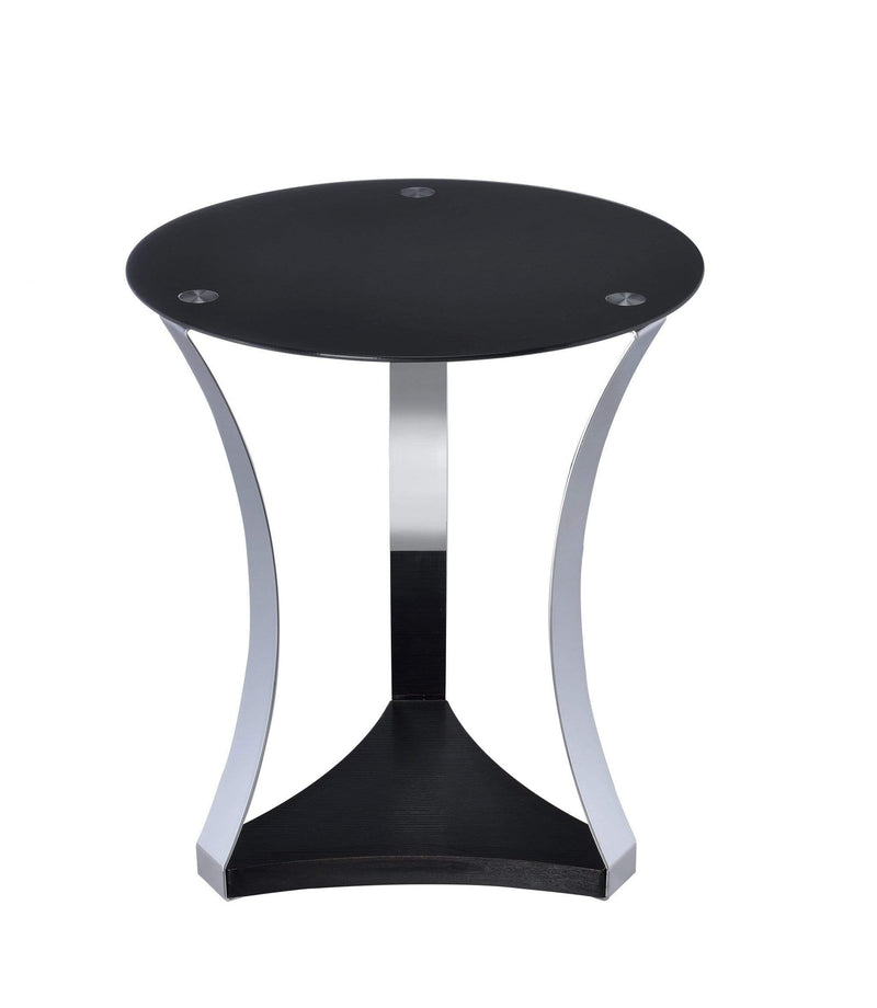 Tables Living Room End Tables - 18" X 18" X 20" Black Glass & Chrome End Table HomeRoots