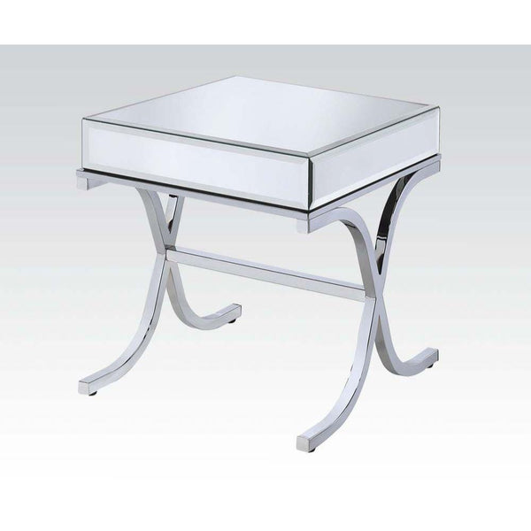 Tables Living Room End Tables - 21" X 21" X 22" Mirrored Top And Chrome End Table HomeRoots